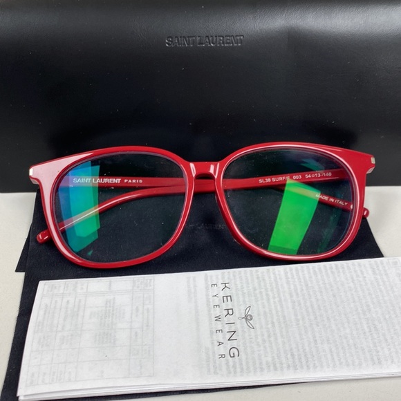 Saint Laurent Red Oversized Logo Frames High End Non Scratch Lenses Eyeglasses - Picture 6 of 14